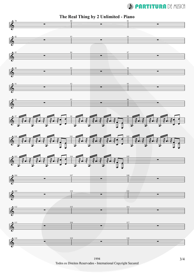 Partitura de musica de Piano - The Real Thing | 2 Unlimited | Real Things 1994 - pag 3