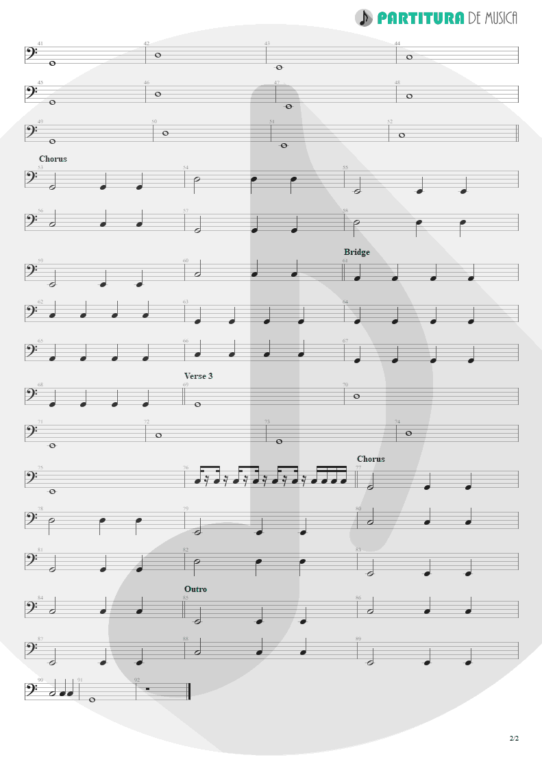 Partitura de musica de Baixo Elétrico - Be Like That | 3 Doors Down | The Better Life 2000 - pag 2