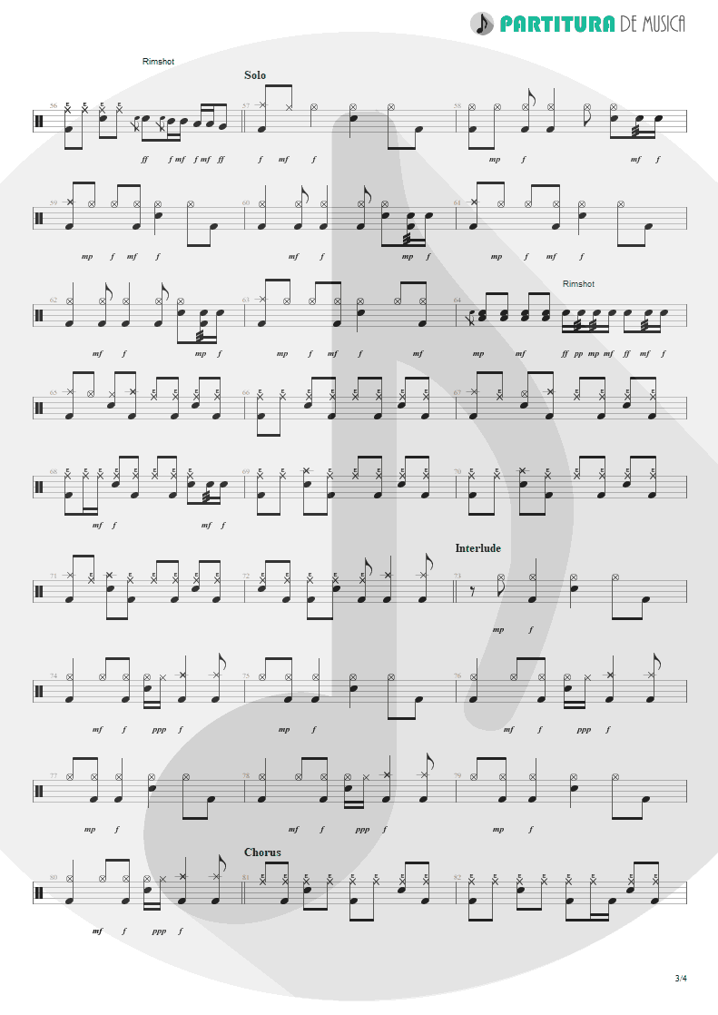 Partitura de musica de Bateria - By My Side | 3 Doors Down | The Better Life 2000 - pag 3