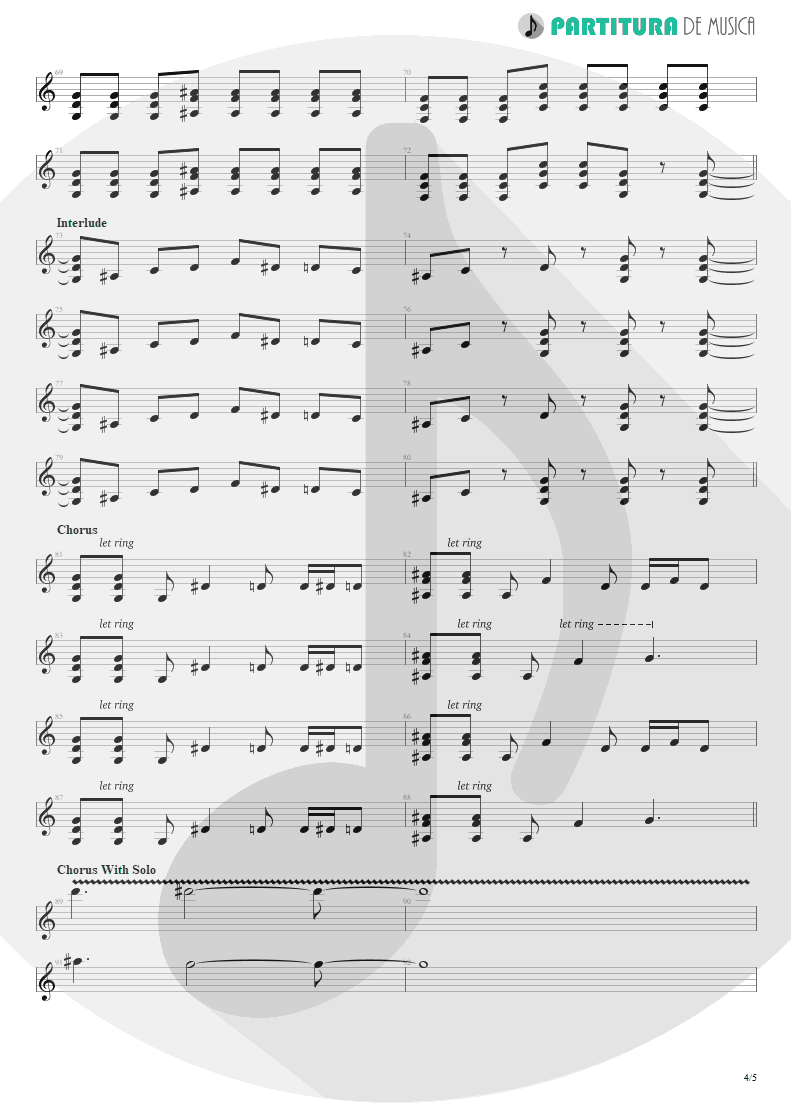 Partitura de musica de Guitarra Elétrica - By My Side | 3 Doors Down | The Better Life 2000 - pag 4