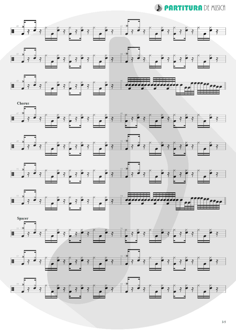 Partitura de musica de Bateria - Kryptonite | 3 Doors Down | The Better Life 2000 - pag 3