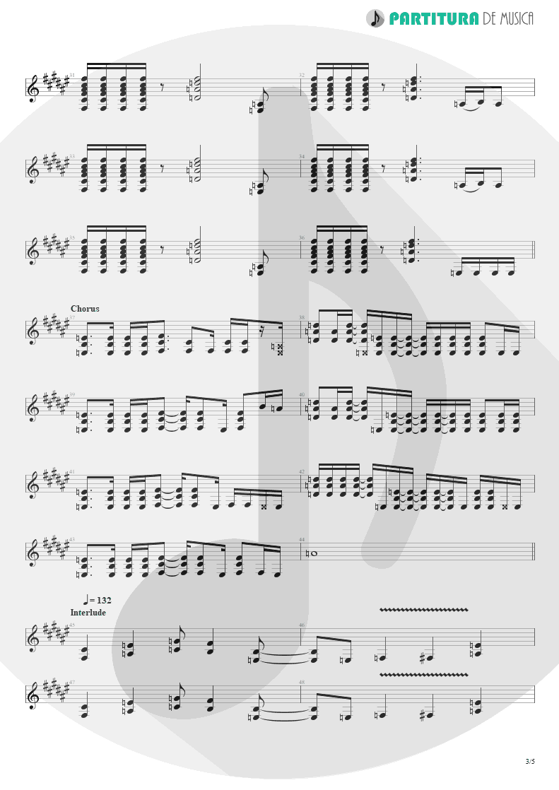 Partitura de musica de Guitarra Elétrica - Loser | 3 Doors Down | The Better Life 2000 - pag 3