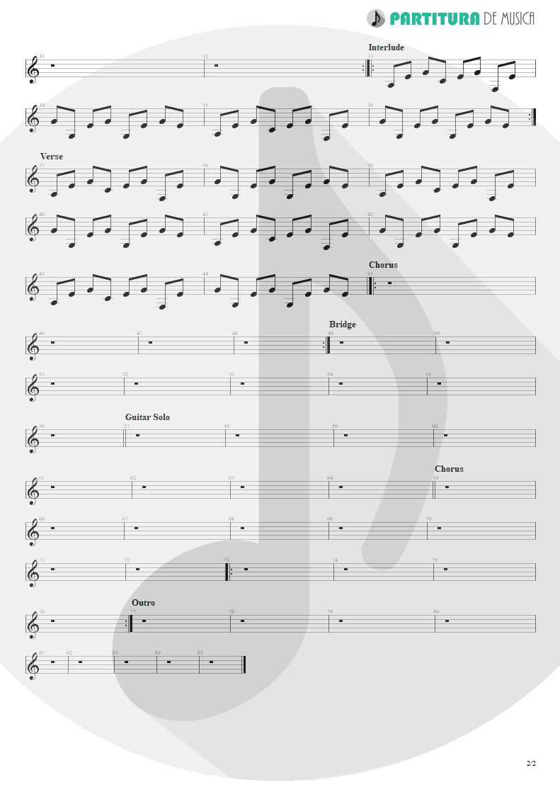 Partitura de musica de Guitarra Elétrica - Not Enough | 3 Doors Down | The Better Life 2000 - pag 2