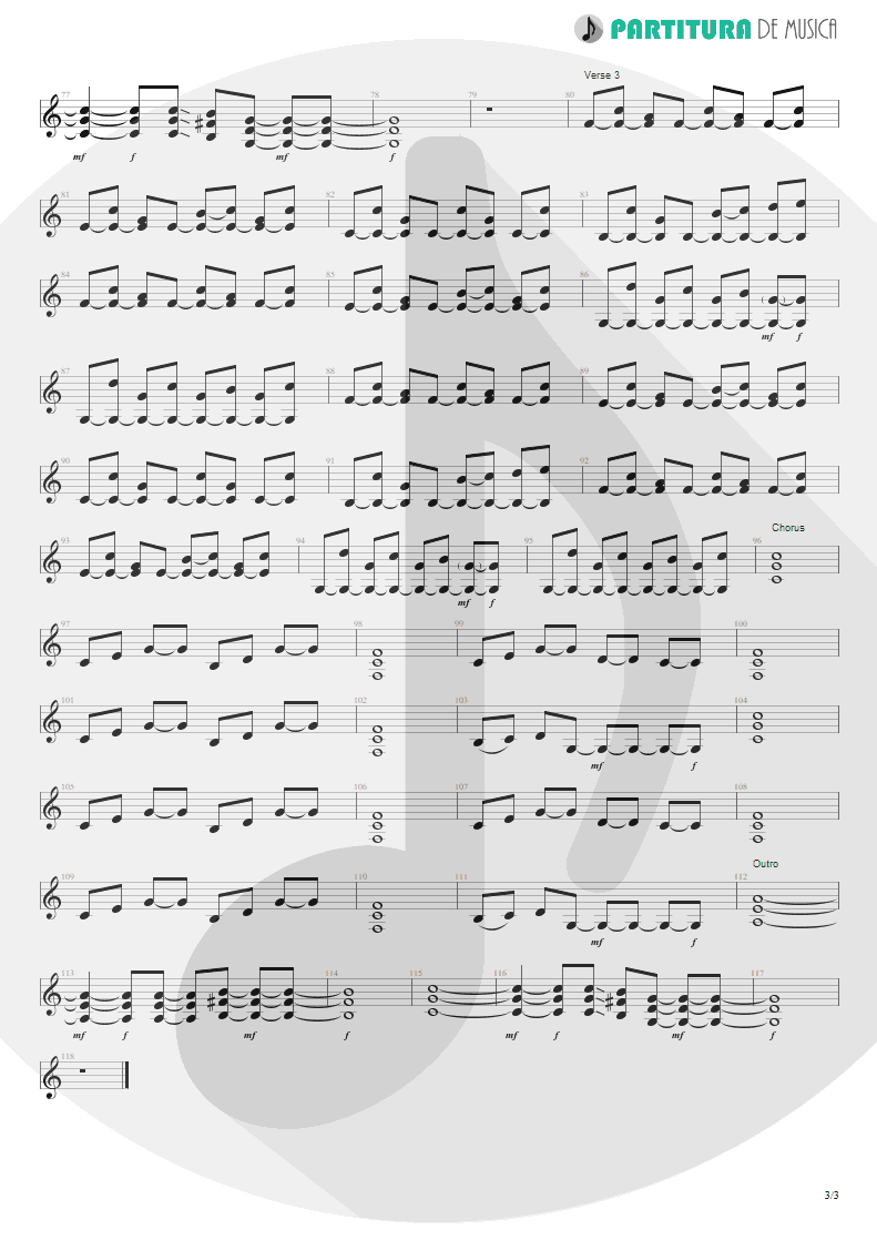 Partitura de musica de Guitarra Elétrica - Away From The Sun | 3 Doors Down | Away from the Sun 2002 - pag 3