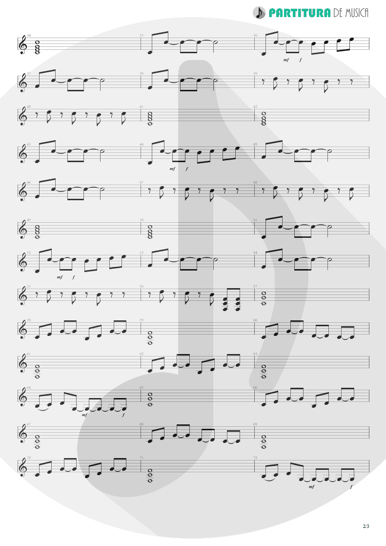 Partitura de musica de Guitarra Elétrica - Away From The Sun | 3 Doors Down | Away from the Sun 2002 - pag 2