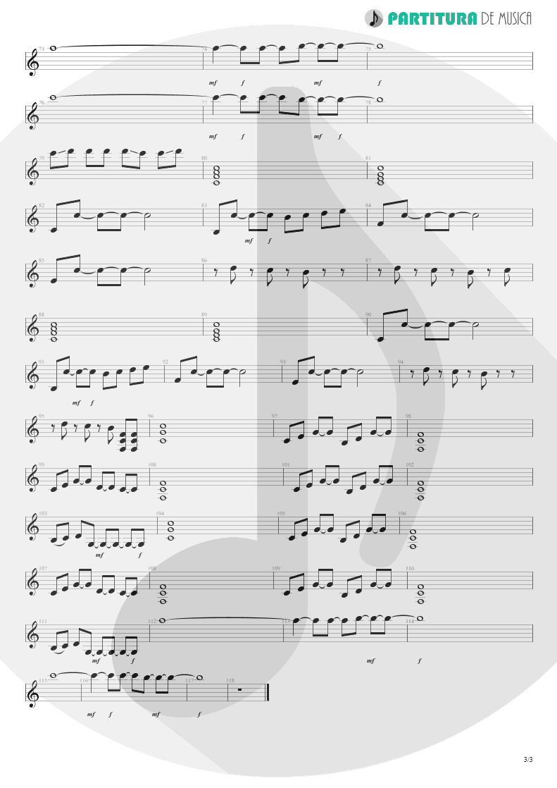 Partitura de musica de Guitarra Elétrica - Away From The Sun | 3 Doors Down | Away from the Sun 2002 - pag 3