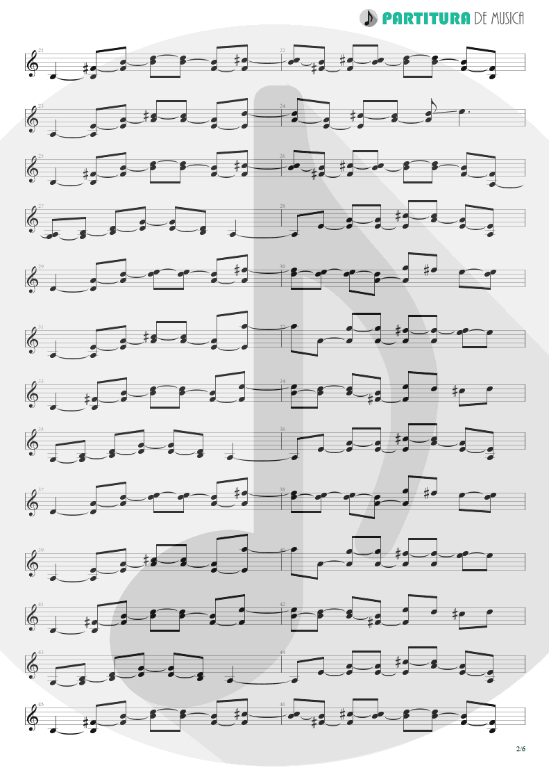 Partitura de musica de Guitarra Elétrica - Here Without You | 3 Doors Down | Away from the Sun 2002 - pag 2