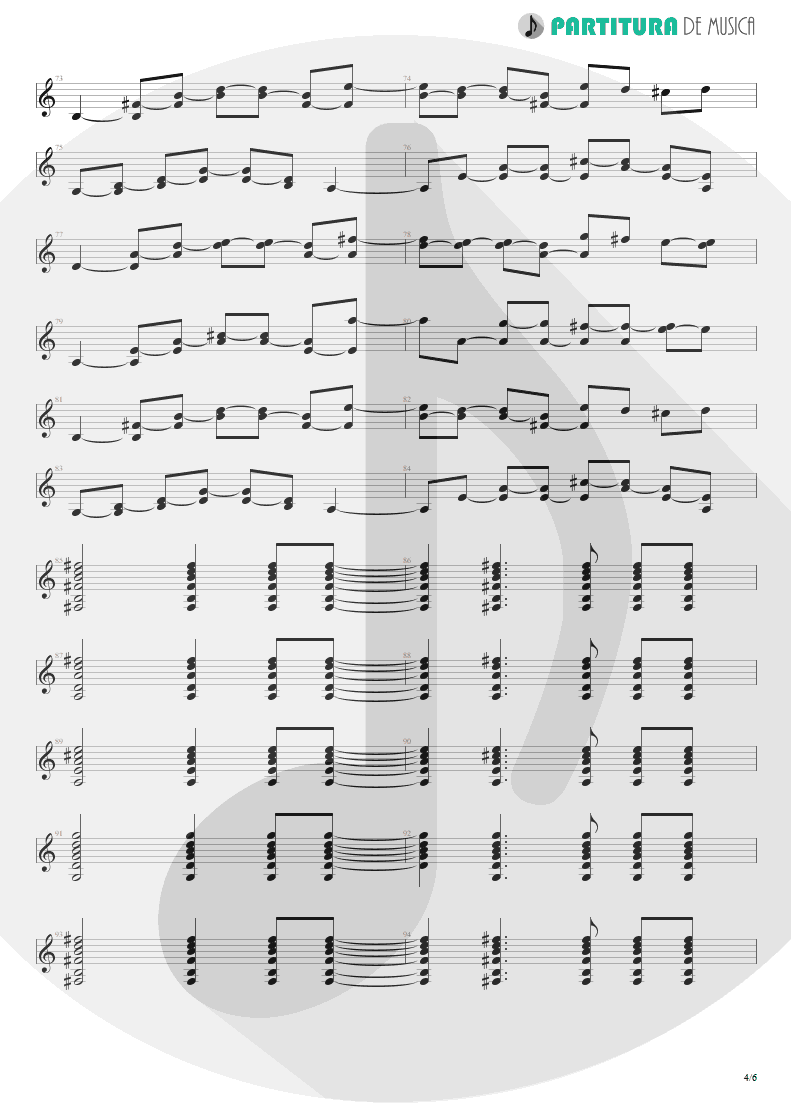 Partitura de musica de Guitarra Elétrica - Here Without You | 3 Doors Down | Away from the Sun 2002 - pag 4