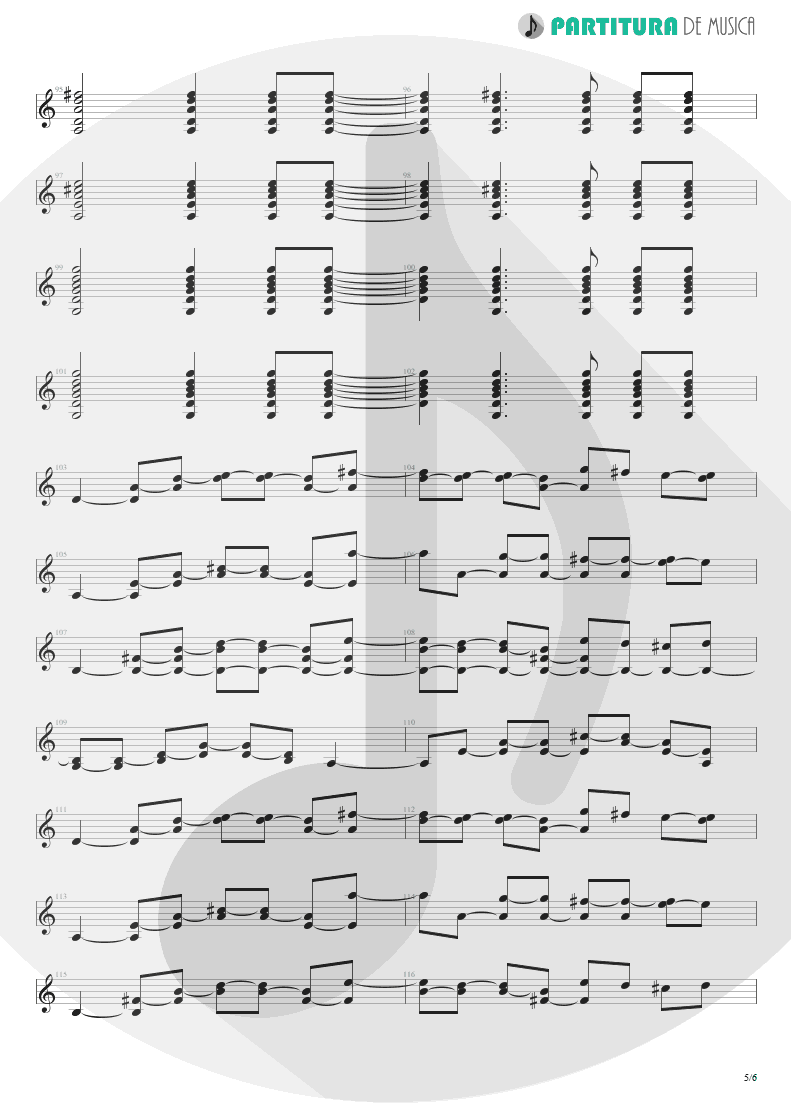 Partitura de musica de Guitarra Elétrica - Here Without You | 3 Doors Down | Away from the Sun 2002 - pag 5