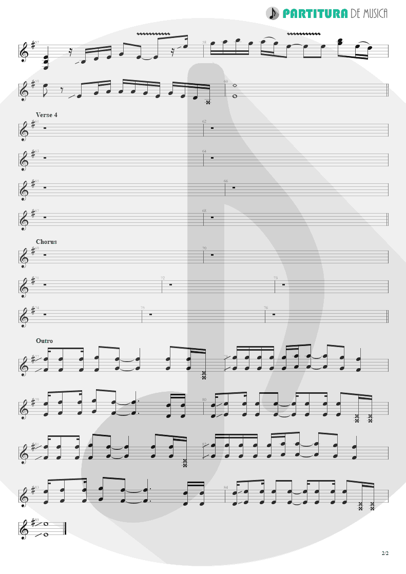 Partitura de musica de Guitarra Elétrica - The Road I'm On | 3 Doors Down | Away from the Sun 2002 - pag 2