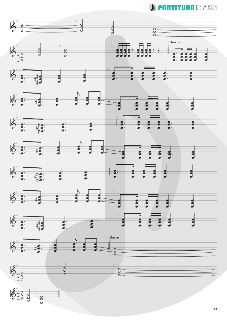 Partitura de musica de Guitarra Elétrica - Ticket To Heaven | 3 Doors Down | Away from the Sun 2002 - pag 3