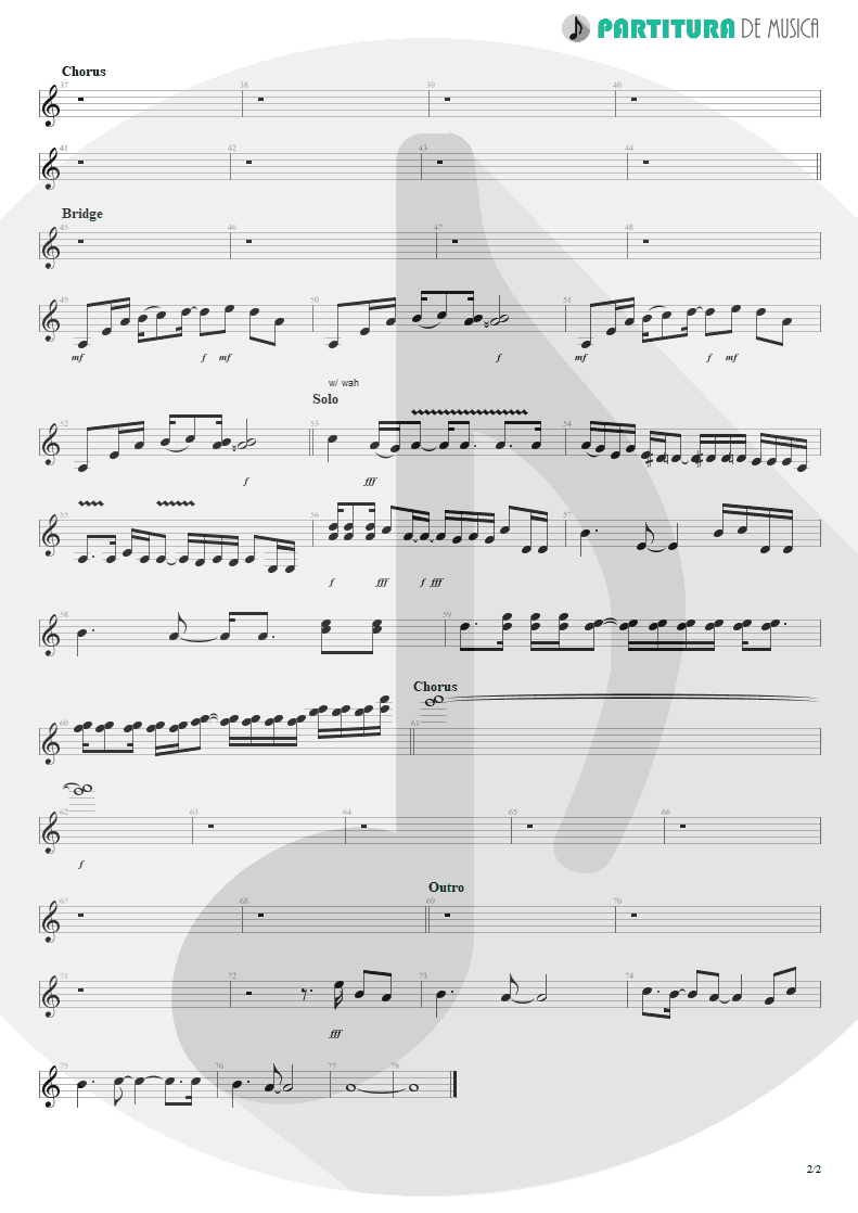 Partitura de musica de Guitarra Elétrica - When I'm Gone | 3 Doors Down | Away from the Sun 2002 - pag 2