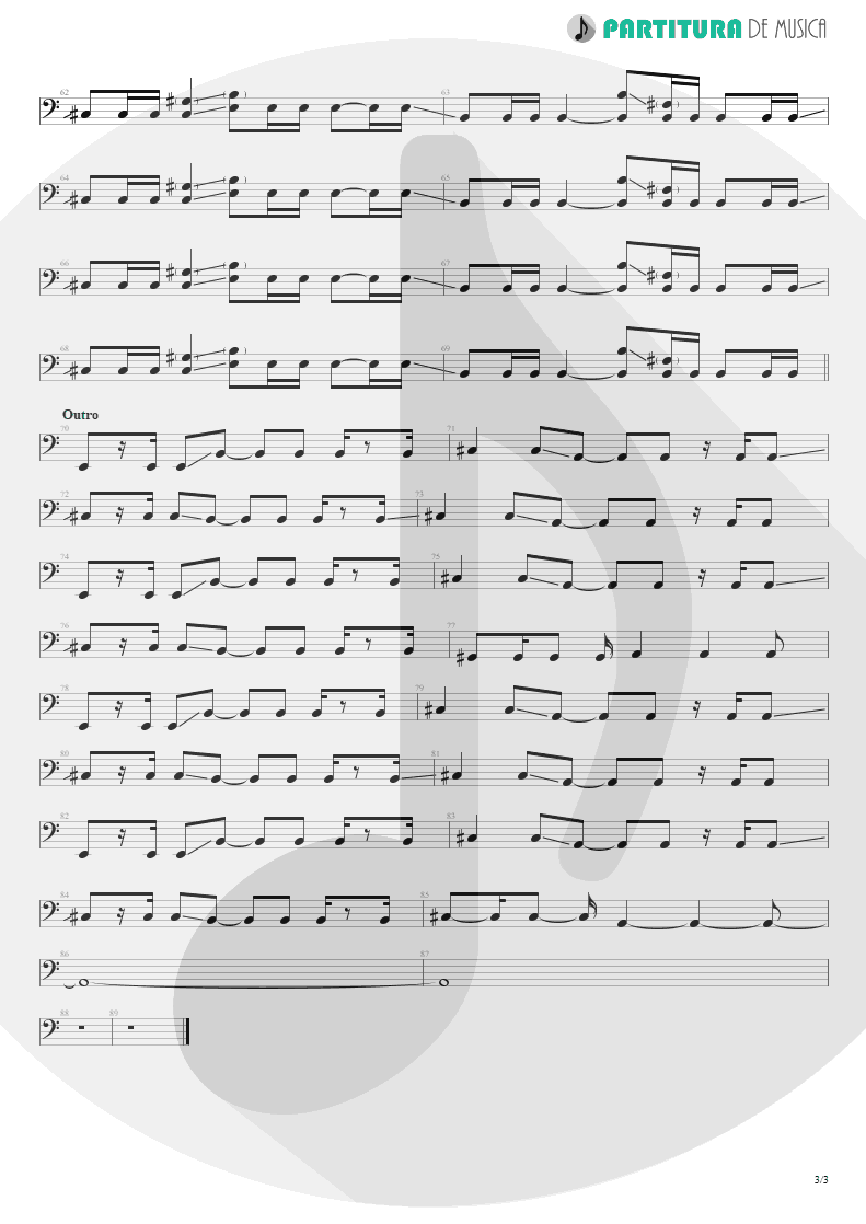 Partitura de musica de Baixo Elétrico - Let Me Go | 3 Doors Down | Seventeen Days 2005 - pag 3