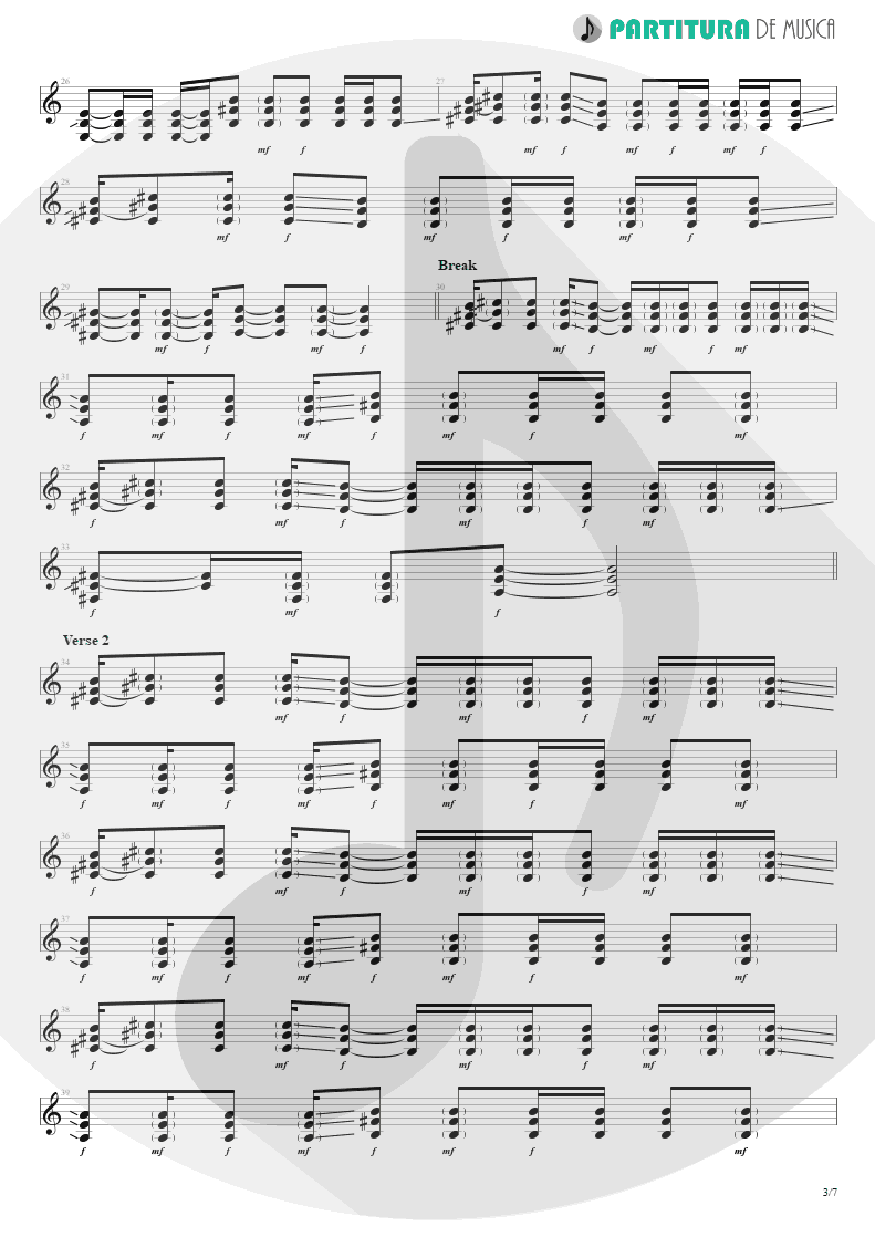 Partitura de musica de Guitarra Elétrica - Let Me Go | 3 Doors Down | Seventeen Days 2005 - pag 3