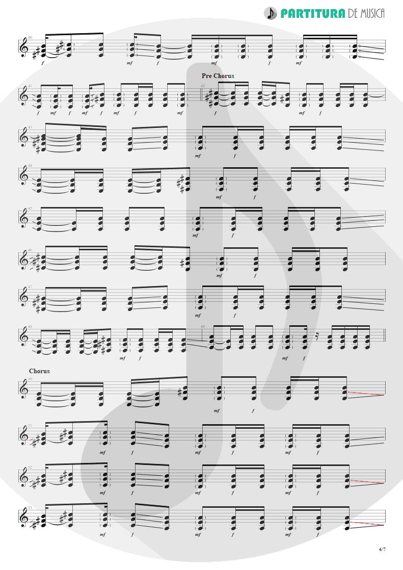 Partitura de musica de Guitarra Elétrica - Let Me Go | 3 Doors Down | Seventeen Days 2005 - pag 4