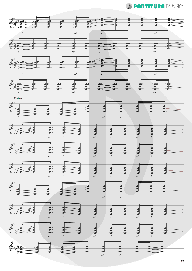 Partitura de musica de Guitarra Elétrica - Let Me Go | 3 Doors Down | Seventeen Days 2005 - pag 6