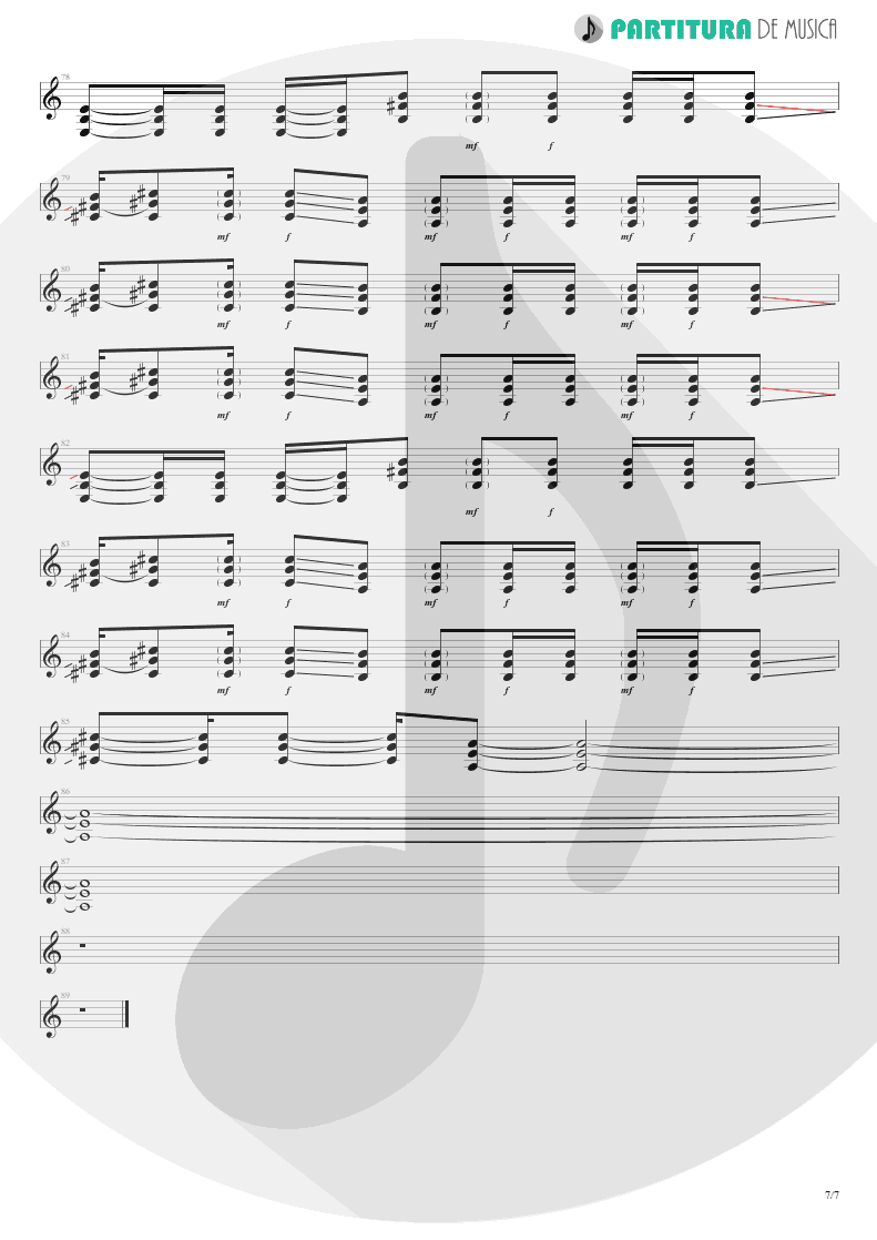 Partitura de musica de Guitarra Elétrica - Let Me Go | 3 Doors Down | Seventeen Days 2005 - pag 7