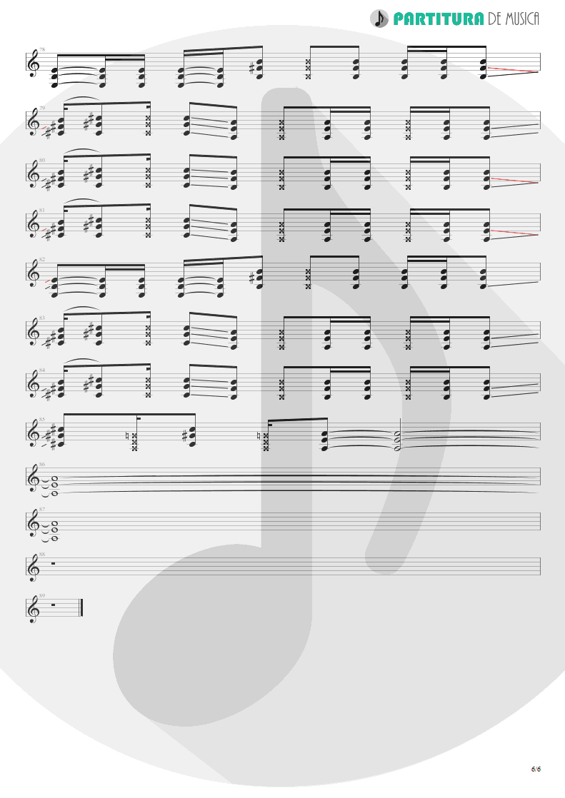 Partitura de musica de Guitarra Elétrica - Let Me Go | 3 Doors Down | Seventeen Days 2005 - pag 6