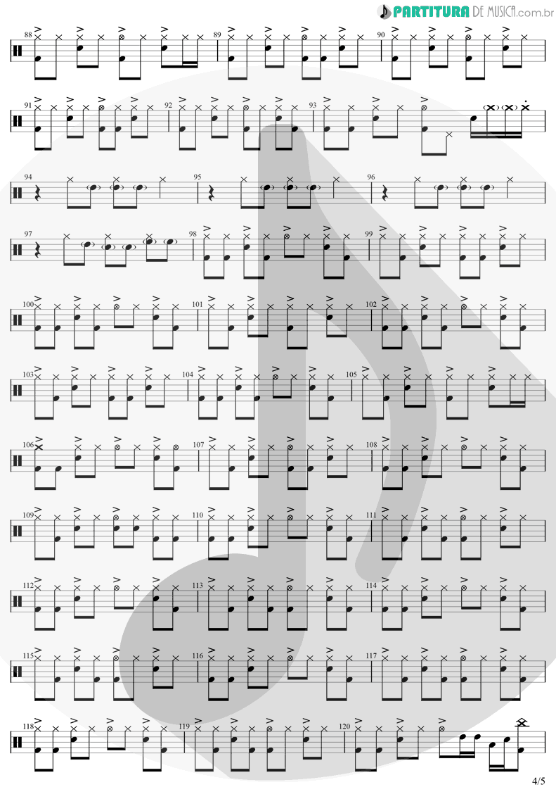 Partitura de musica de Bateria - Take On Me | A-Ha | Hunting High And Low 1985 - pag 4
