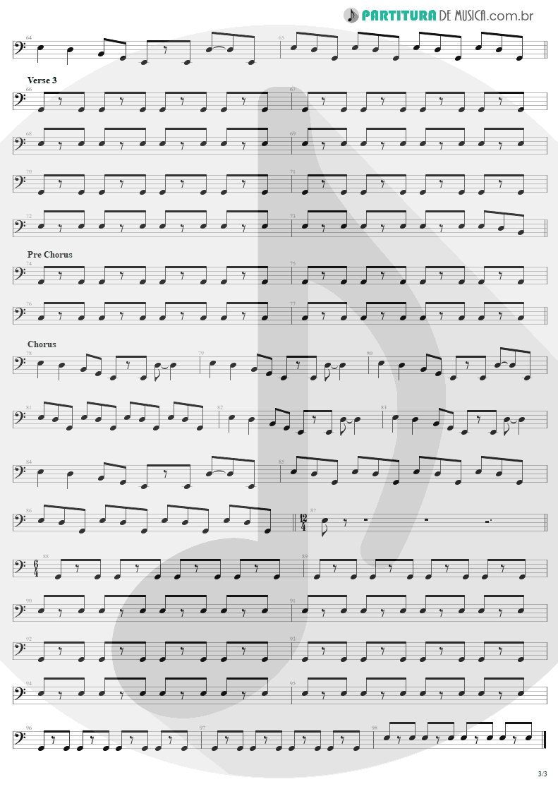 Partitura de musica de Baixo Elétrico - Little Lover | AC/DC | High Voltage 1976 - pag 3