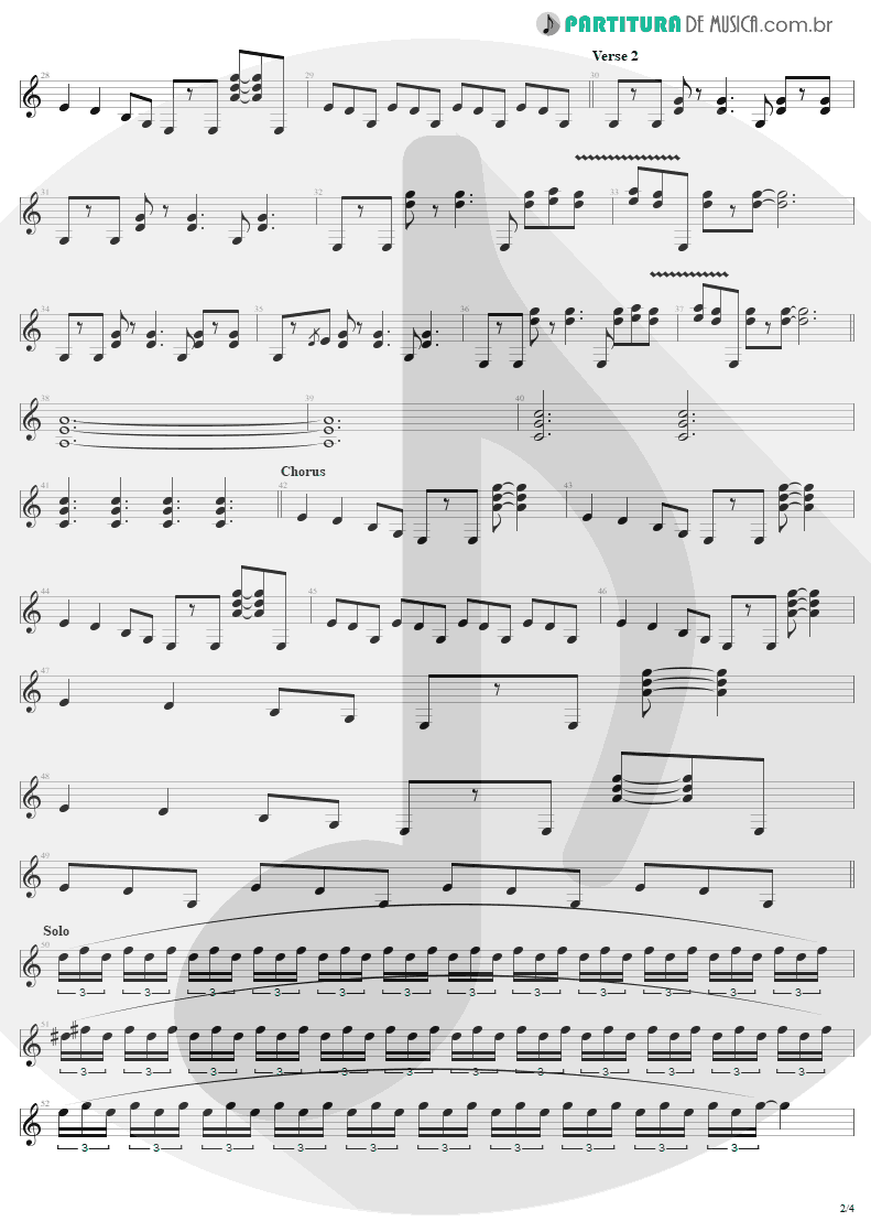 Partitura de musica de Guitarra Elétrica - Little Lover | AC/DC | High Voltage 1976 - pag 2