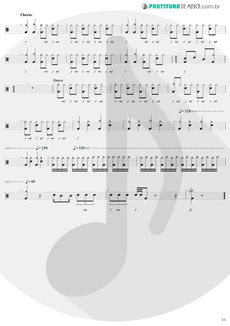 Partitura de musica de Bateria - T.N.T. | AC/DC | High Voltage 1976 - pag 3