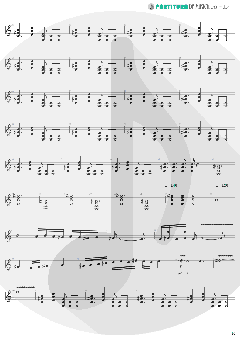 Partitura de musica de Guitarra Elétrica - Overdose | AC/DC | Let There Be Rock 1977 - pag 2