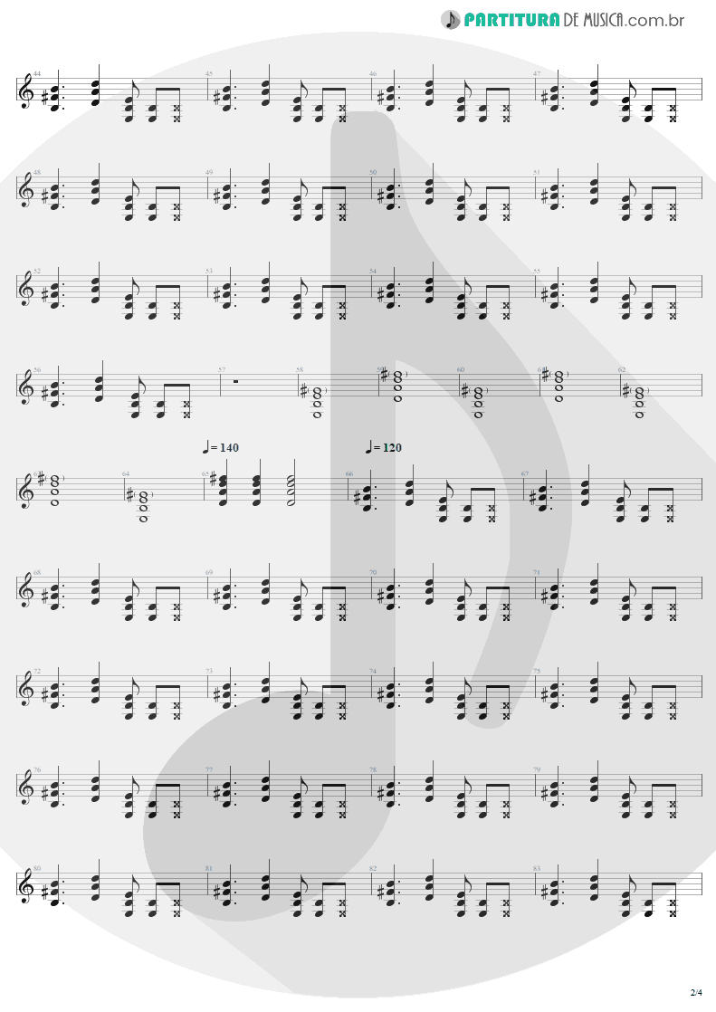 Partitura de musica de Guitarra Elétrica - Overdose | AC/DC | Let There Be Rock 1977 - pag 2