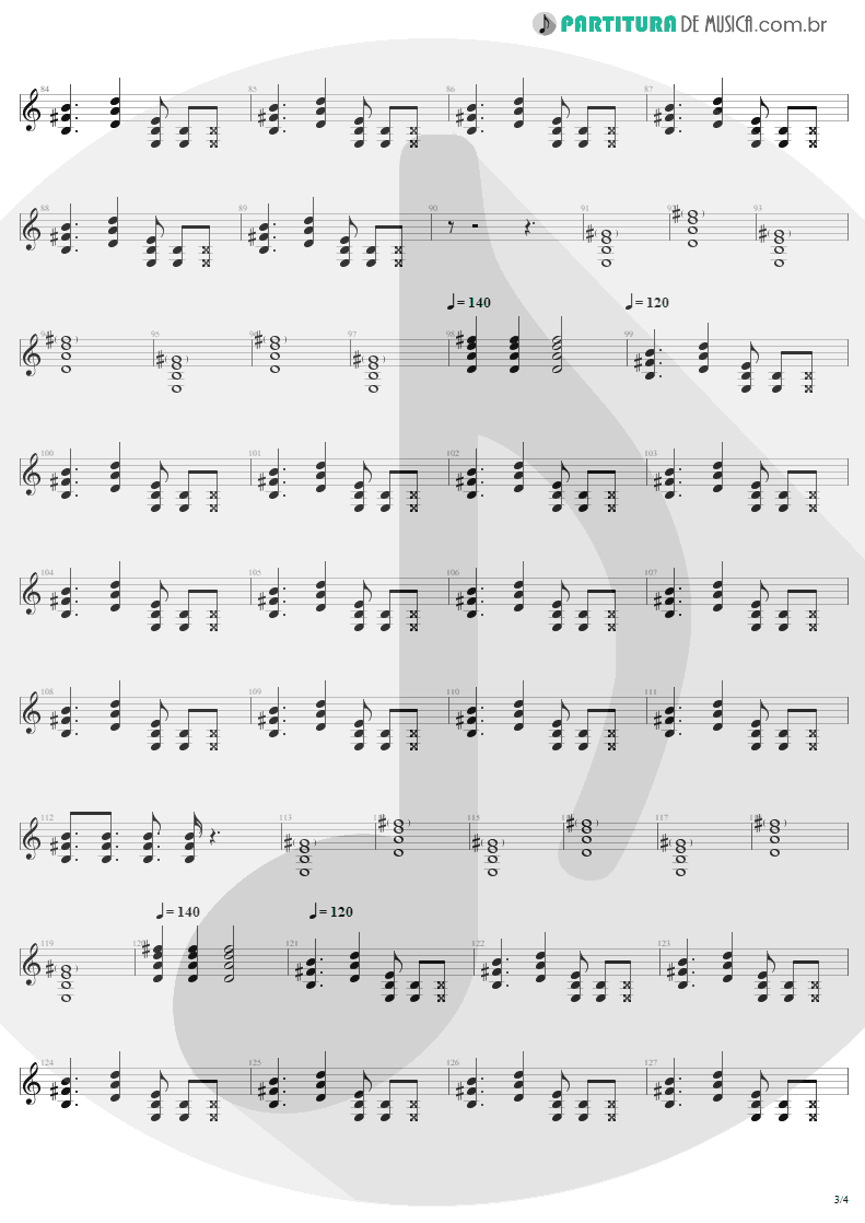 Partitura de musica de Guitarra Elétrica - Overdose | AC/DC | Let There Be Rock 1977 - pag 3