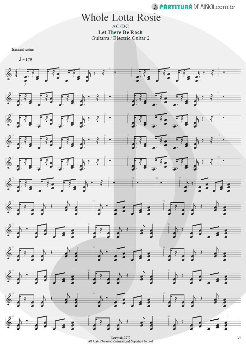 Partitura de musica de Guitarra Elétrica - Whole Lotta Rosie | AC/DC | Let There Be Rock 1977 - pag 1