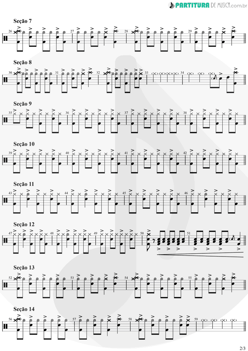 Partitura de musica de Bateria - Highway To Hell | AC/DC | Highway to Hell 1979 - pag 2