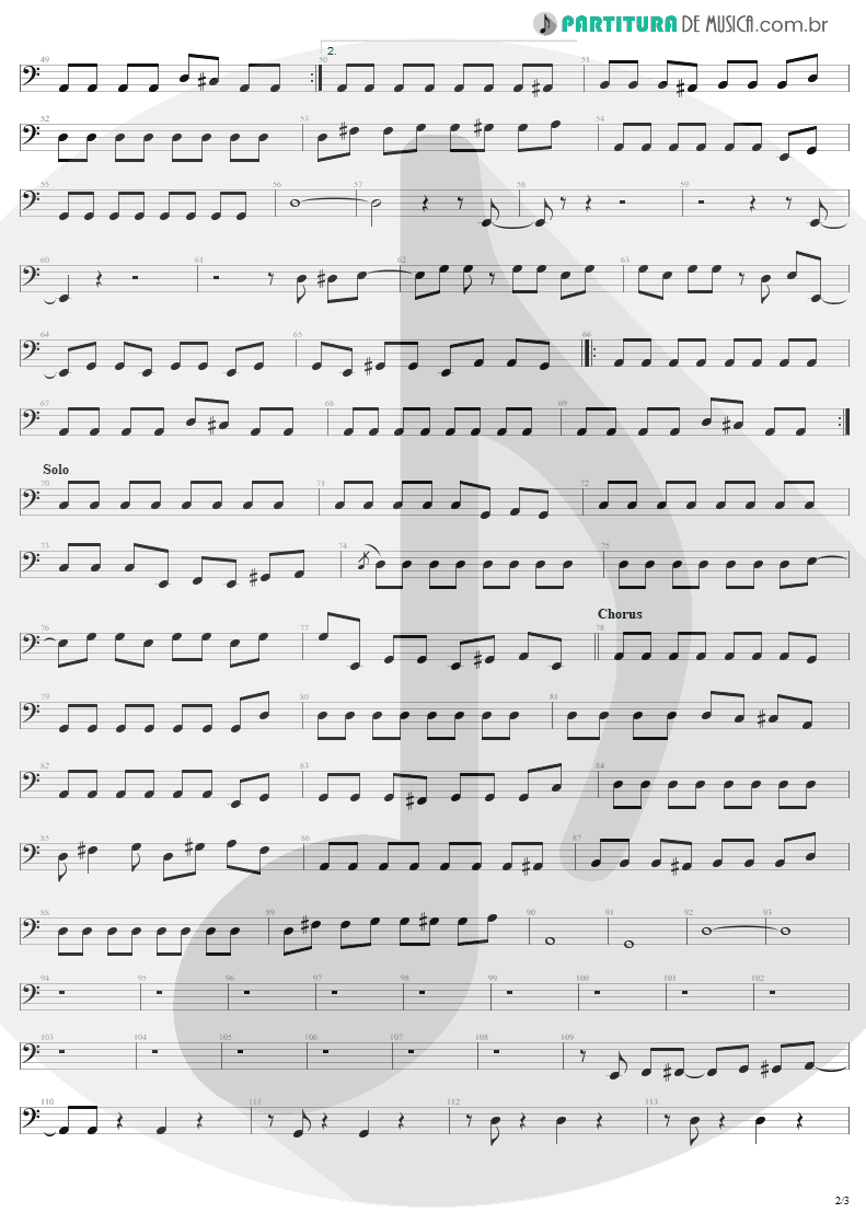 Partitura de musica de Baixo Elétrico - Shoot To Thrill | AC/DC | Back In Black 1980 - pag 2