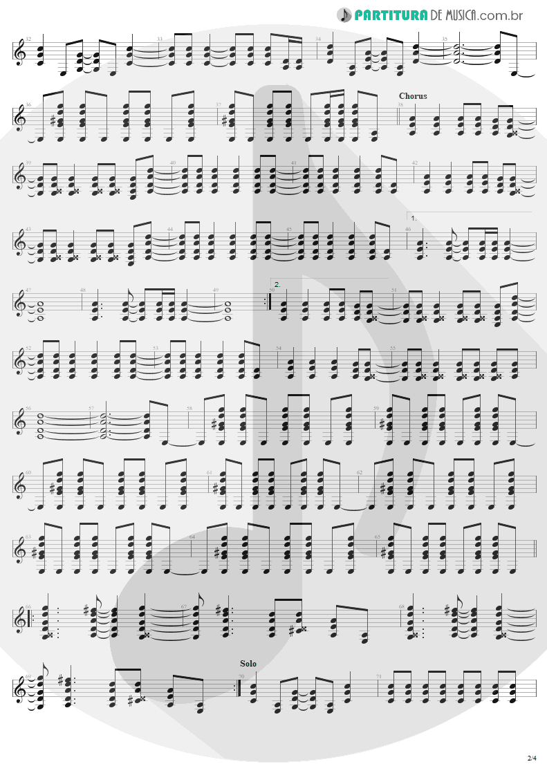 Partitura de musica de Guitarra Elétrica - Shoot To Thrill | AC/DC | Back In Black 1980 - pag 2