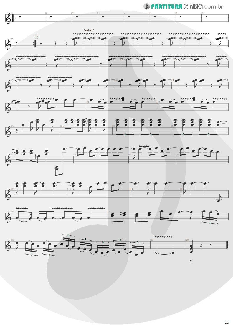 Partitura de musica de Guitarra Elétrica - Shoot To Thrill | AC/DC | Back In Black 1980 - pag 2