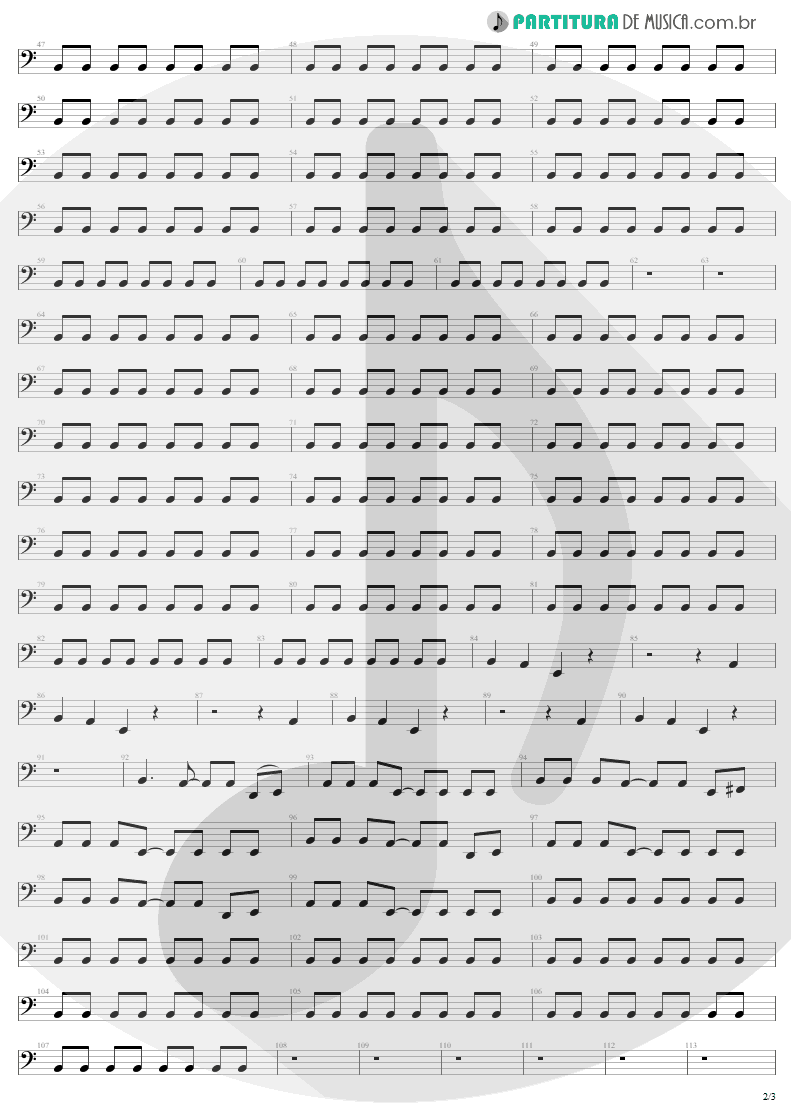 Partitura de musica de Baixo Elétrico - Thunderstruck | AC/DC | The Razors Edge 1990 - pag 2