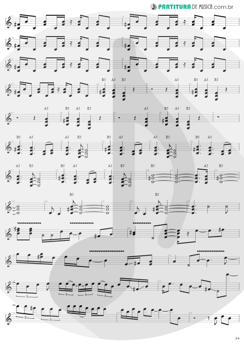 Partitura de musica de Guitarra Elétrica - Thunderstruck | AC/DC | The Razors Edge 1990 - pag 3