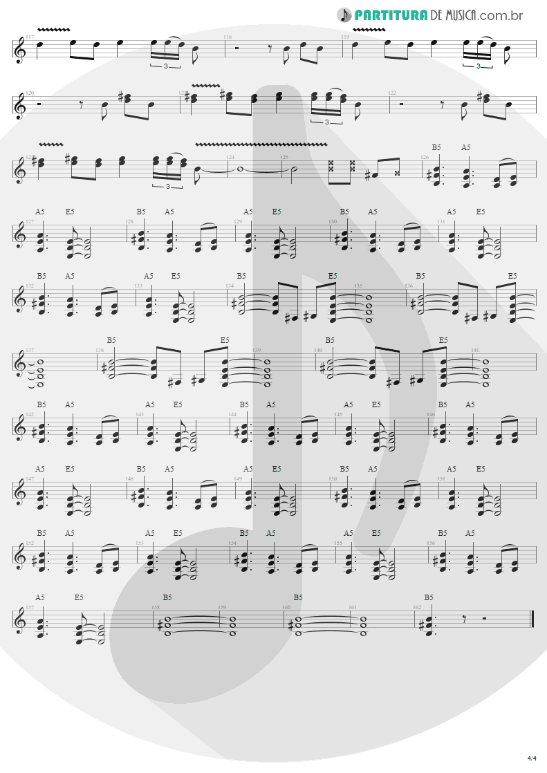 Partitura de musica de Guitarra Elétrica - Thunderstruck | AC/DC | The Razors Edge 1990 - pag 4