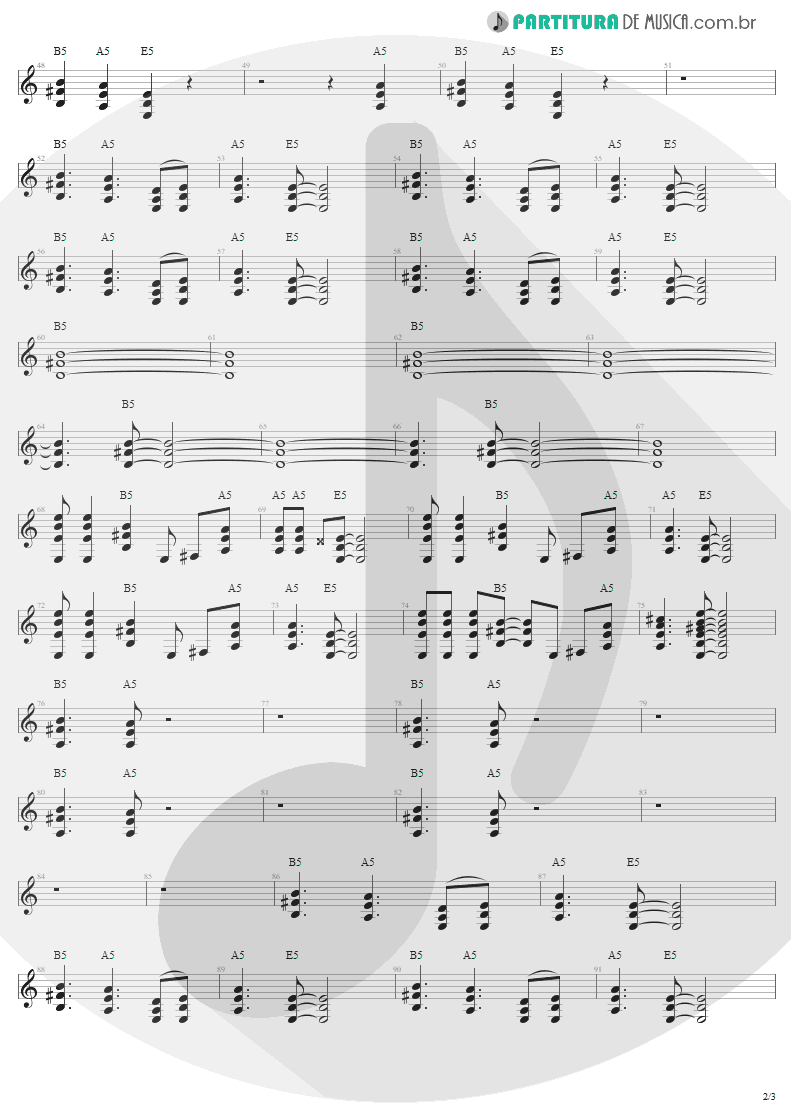 Partitura de musica de Guitarra Elétrica - Thunderstruck | AC/DC | The Razors Edge 1990 - pag 2