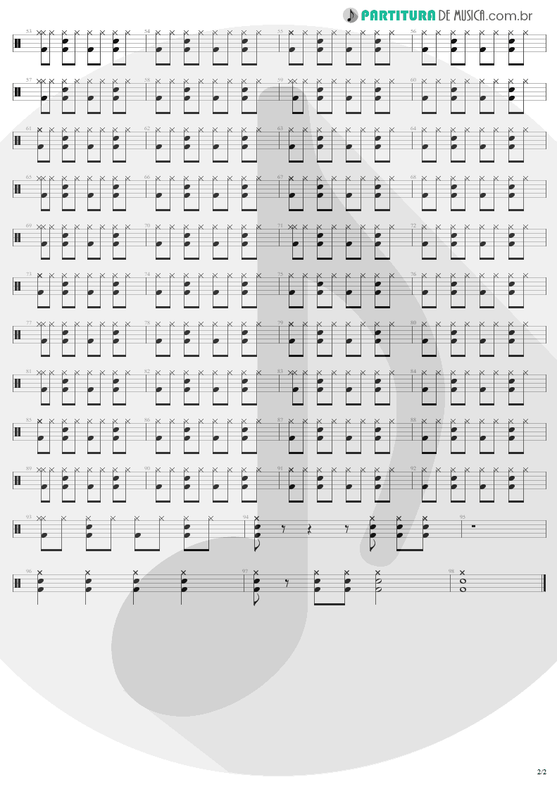 Partitura de musica de Bateria - Can't Stand Still | AC/DC | Stiff Upper Lip 2000 - pag 2