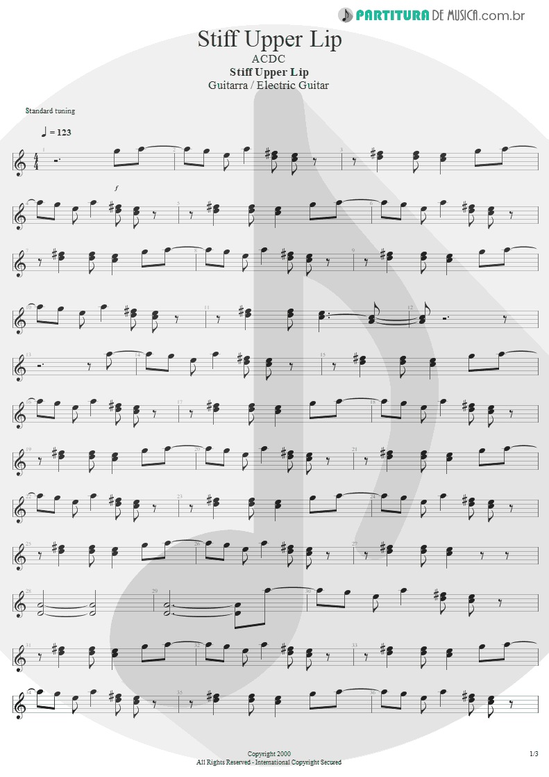 Partitura de musica de Guitarra Elétrica - Stiff Upper Lip | AC/DC | Stiff Upper Lip 2000 - pag 1