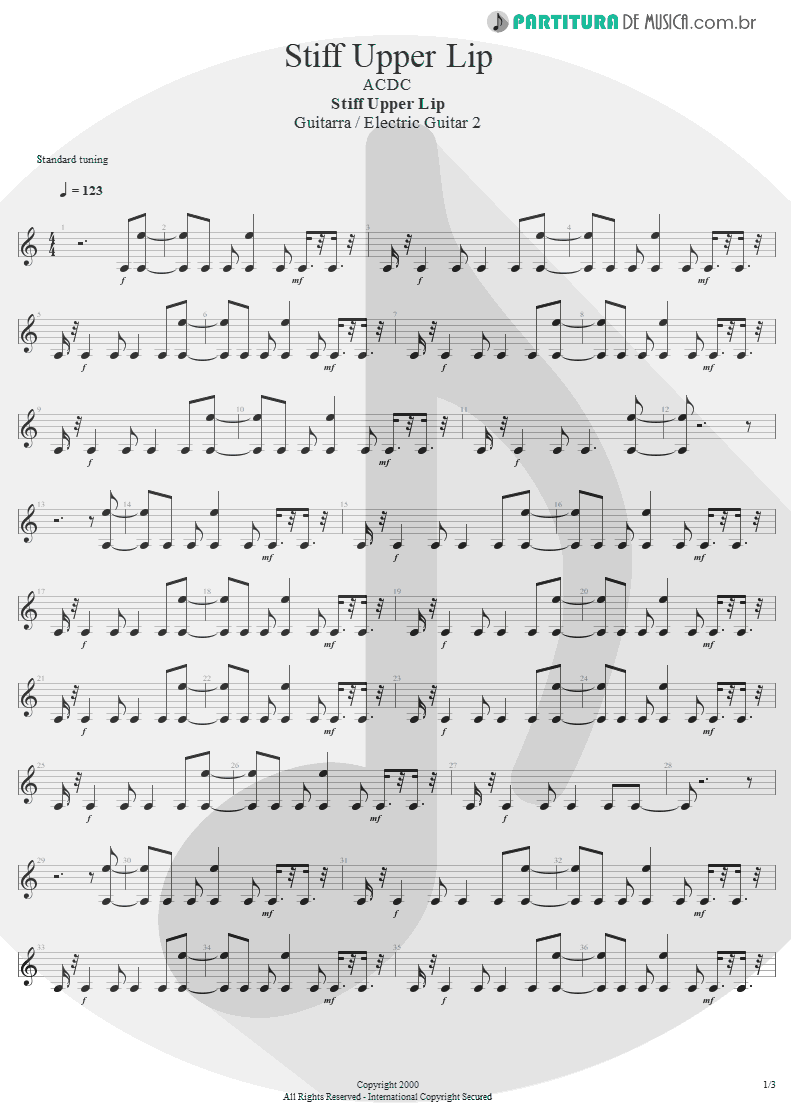 Partitura de musica de Guitarra Elétrica - Stiff Upper Lip | AC/DC | Stiff Upper Lip 2000 - pag 1