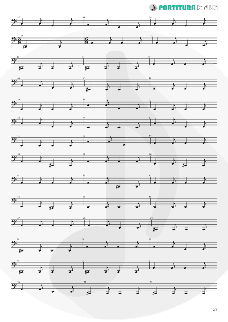 Partitura de musica de Baixo Elétrico - 3 Libras | A Perfect Circle | Mer de Noms 2000 - pag 2