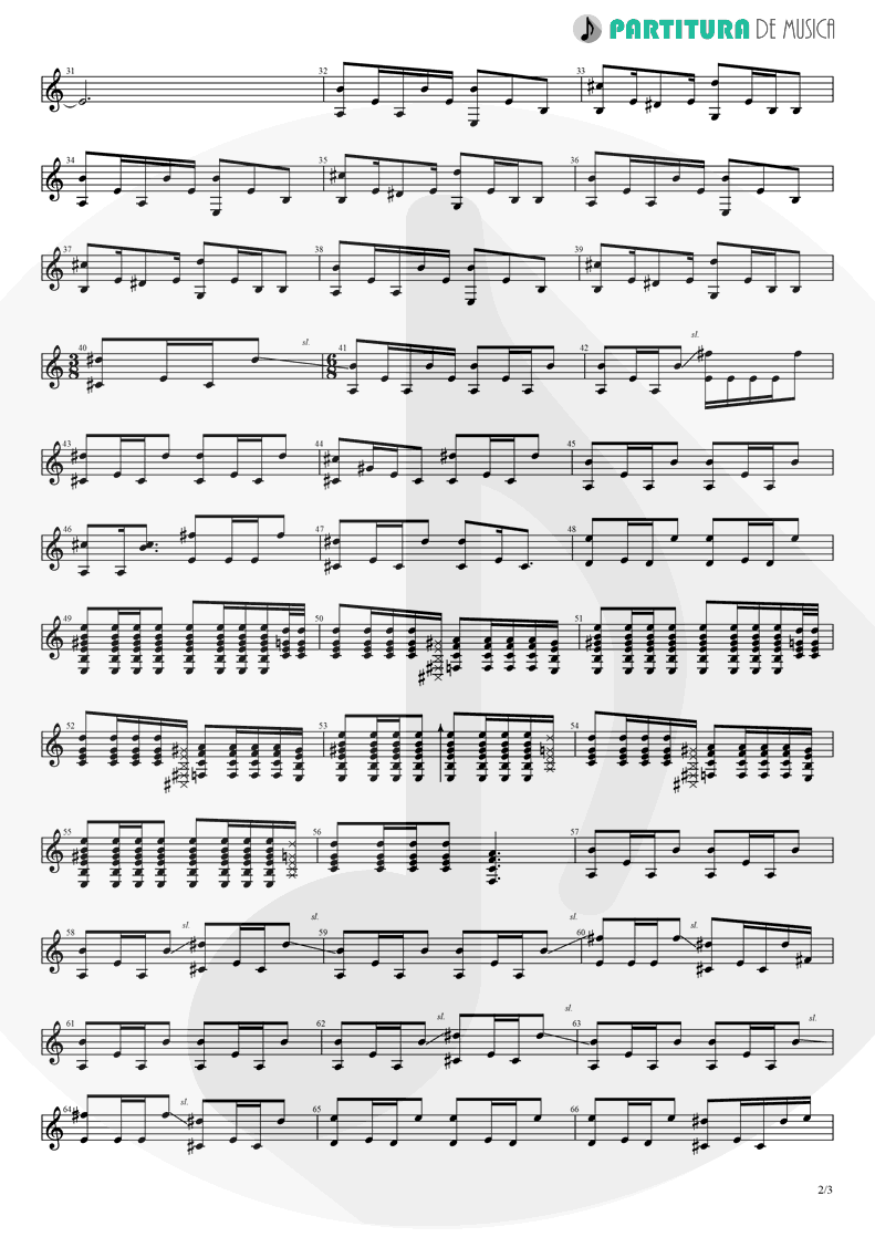 Partitura de musica de Guitarra Elétrica - 3 Libras | A Perfect Circle | Mer de Noms 2000 - pag 2