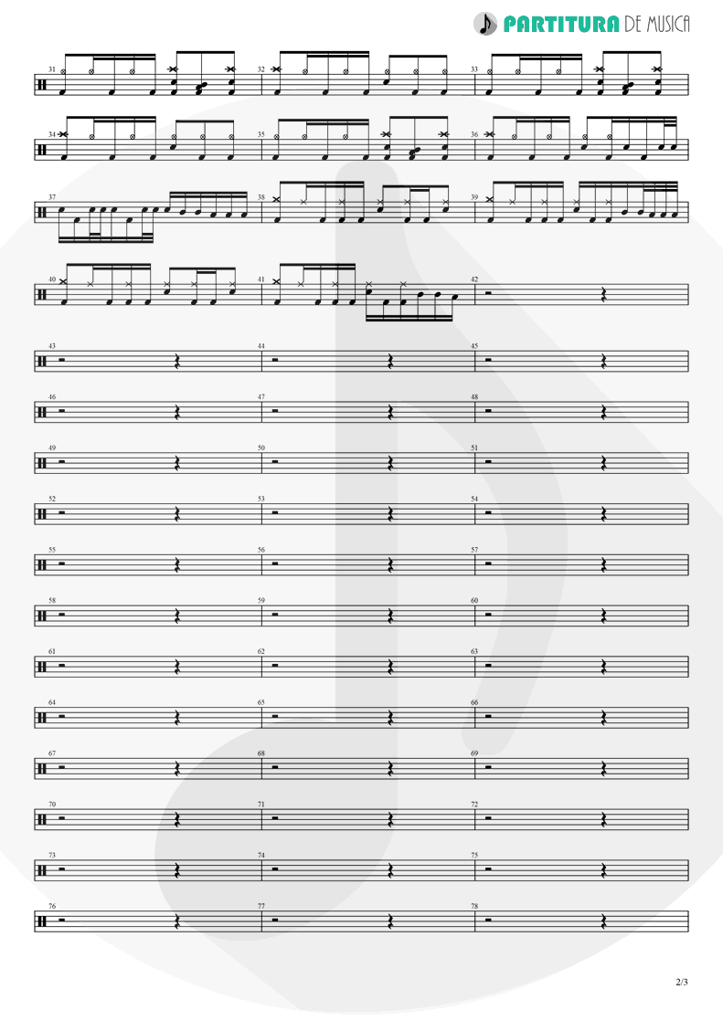 Partitura de musica de Bateria - Judith | A Perfect Circle | Mer de Noms 2000 - pag 2