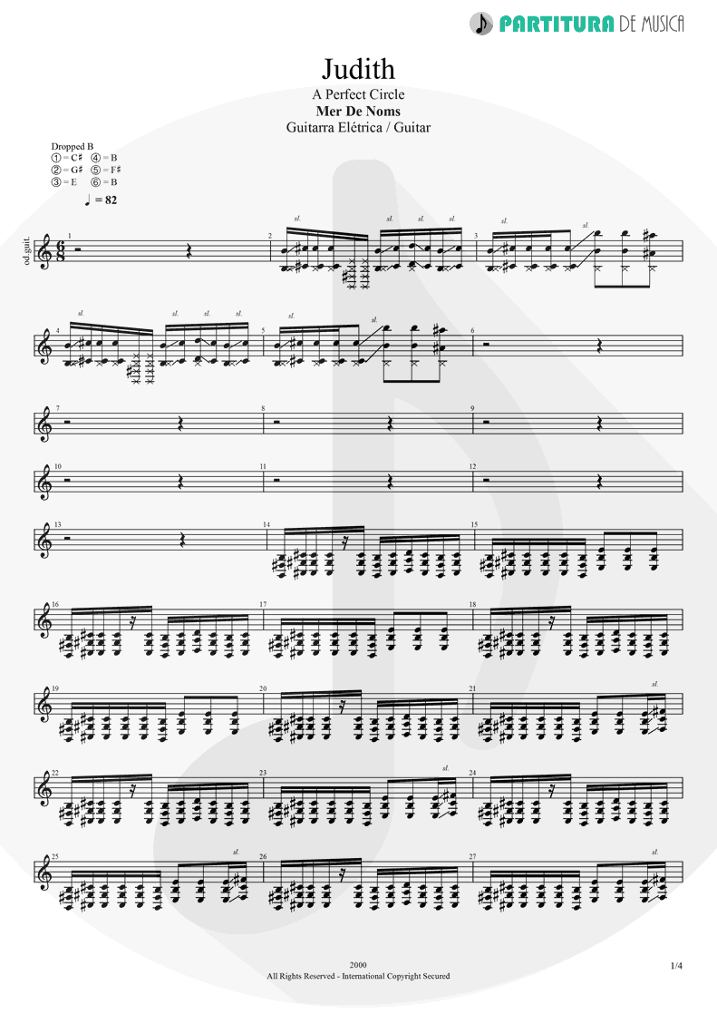 Partitura de musica de Guitarra Elétrica - Judith | A Perfect Circle | Mer de Noms 2000 - pag 1