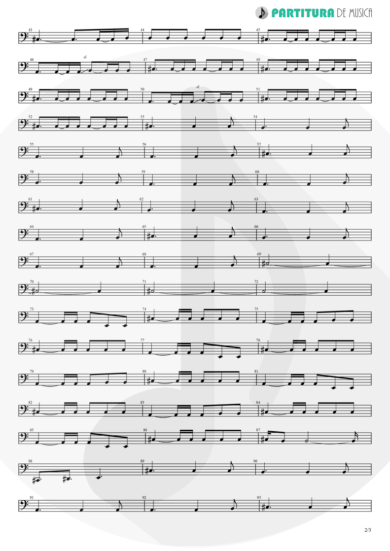 Partitura de musica de Baixo Elétrico - Orestes | A Perfect Circle | Mer de Noms 2000 - pag 2