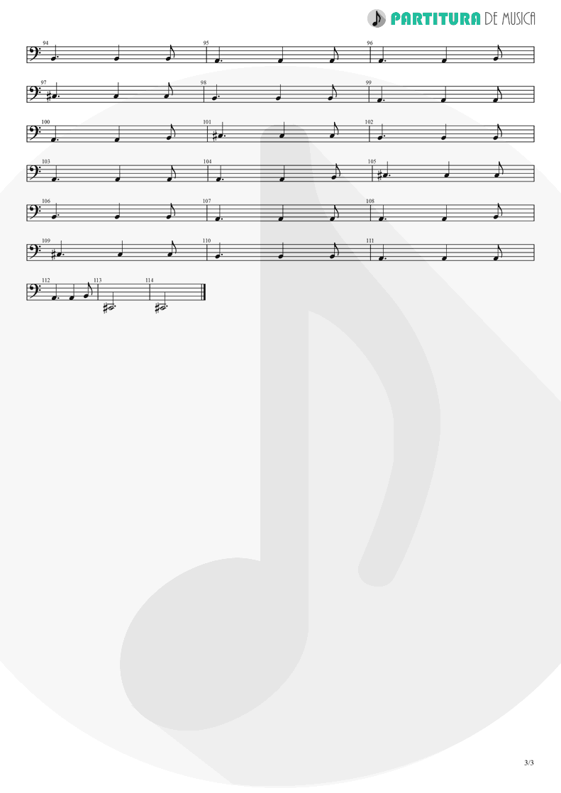 Partitura de musica de Baixo Elétrico - Orestes | A Perfect Circle | Mer de Noms 2000 - pag 3