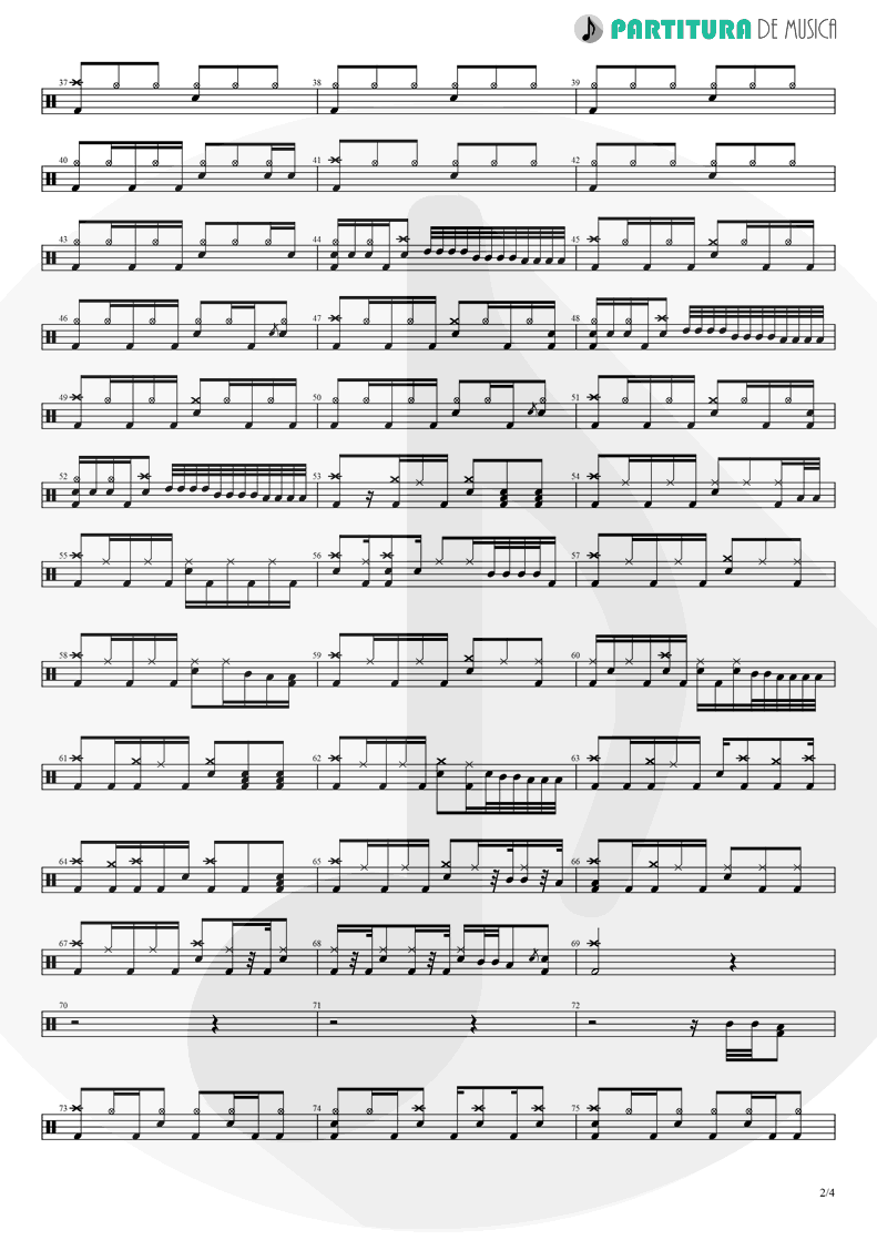 Partitura de musica de Bateria - Orestes | A Perfect Circle | Mer de Noms 2000 - pag 2