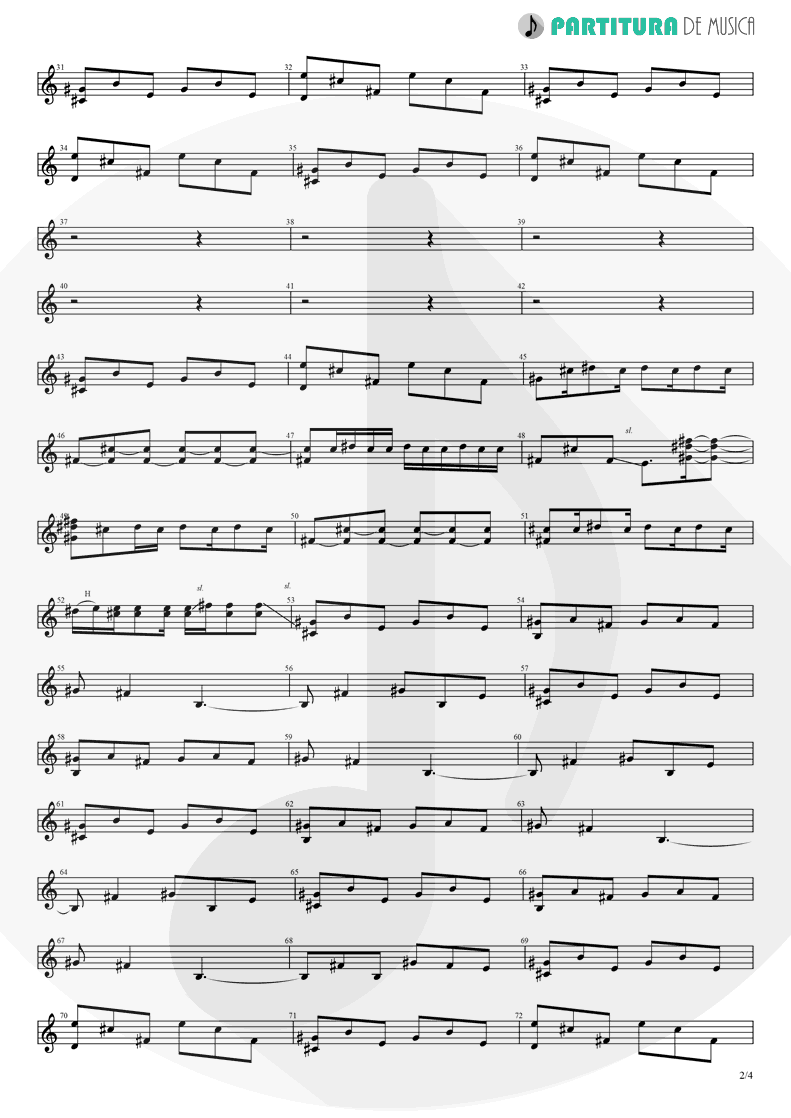 Partitura de musica de Guitarra Elétrica - Orestes | A Perfect Circle | Mer de Noms 2000 - pag 2