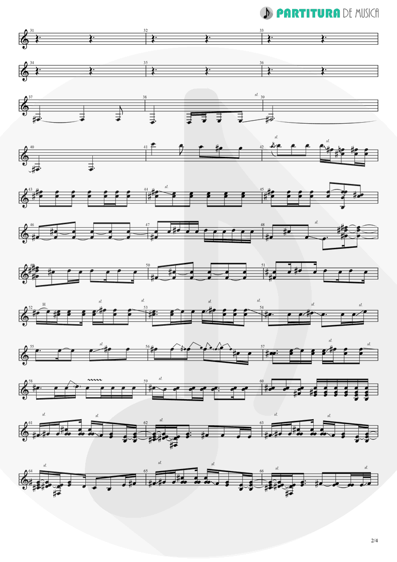 Partitura de musica de Guitarra Elétrica - Orestes | A Perfect Circle | Mer de Noms 2000 - pag 2